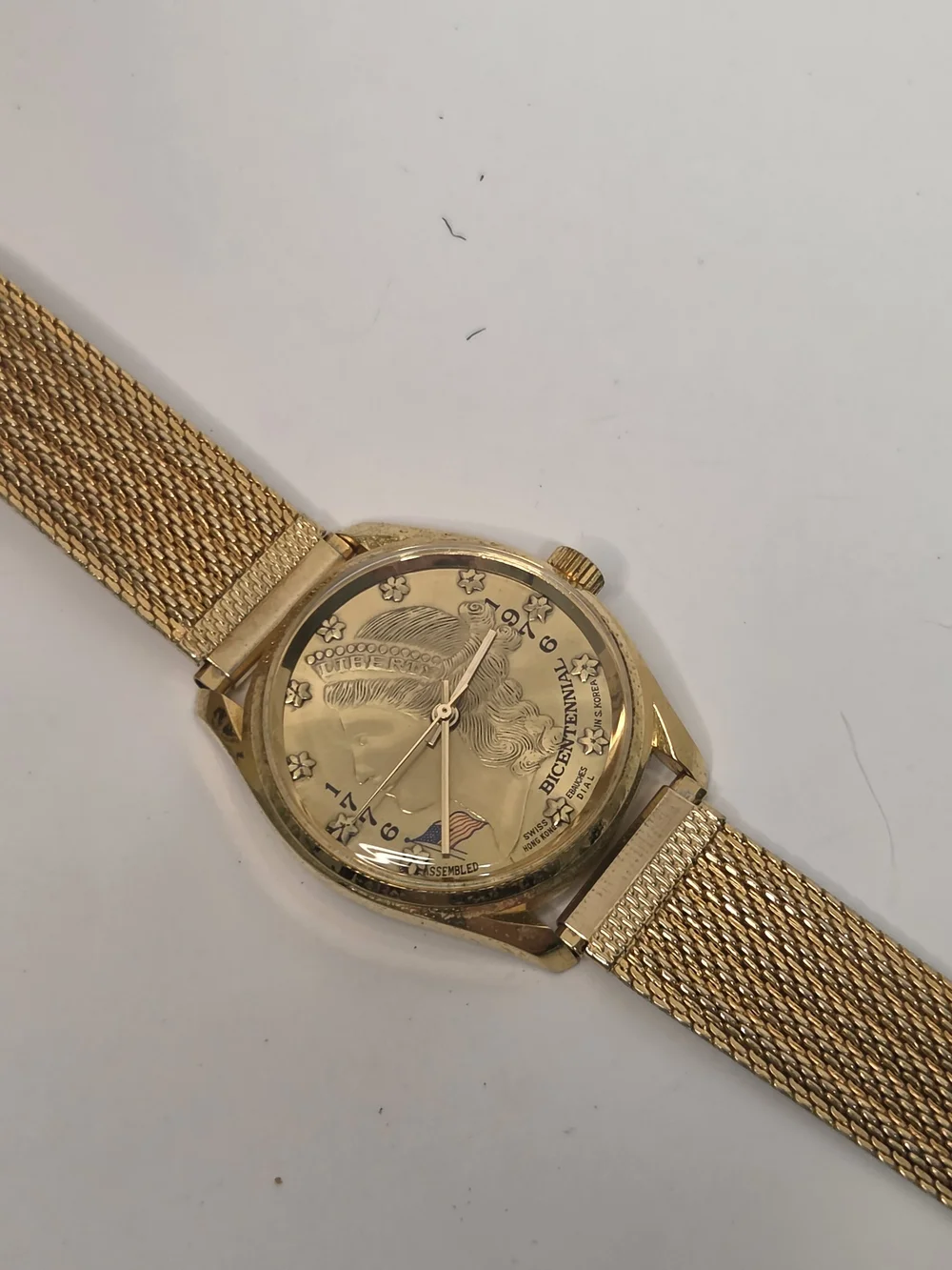 Gold Bicentennial Men’s Dress Watch with Gold Mesh Bracelet